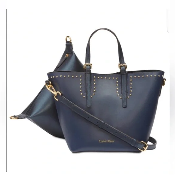 💙Calvin Klein Studded Navy Bucket Purse - Picture 9 of 9